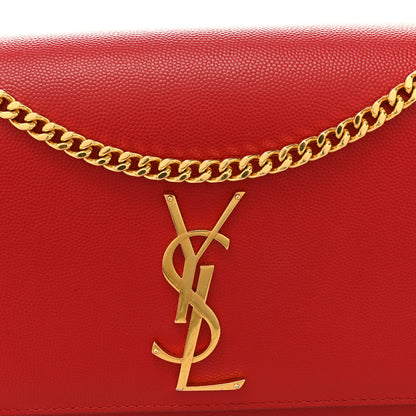 Saint Laurent Grain De Poudre Medium Monogram Kate Satchel Red 7 of 9