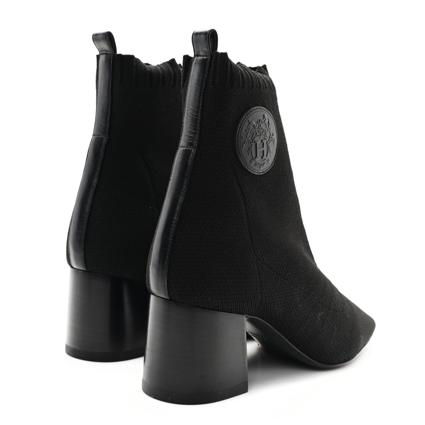 Knit Calfskin Jenna 60 Ankle Boots 38.5 Black
