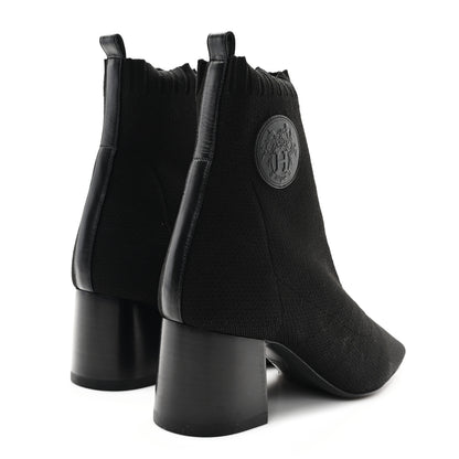 Hermes Knit Calfskin Jenna 60 Ankle Boots 38.5 Black 5 of 8