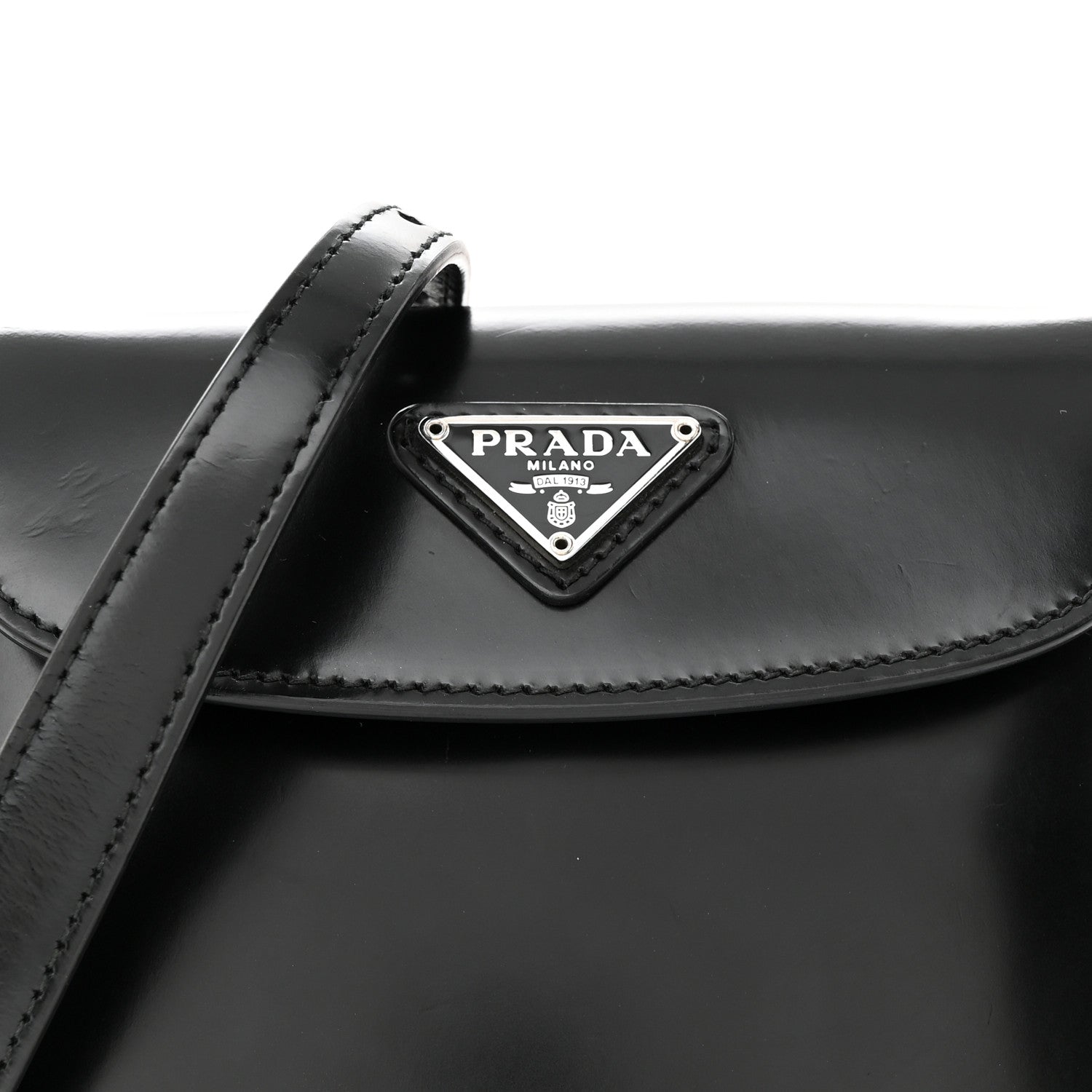 Prada Spazzolato Mini Cleo Flap Adjustable Strap Shoulder Bag Black 7 of 13