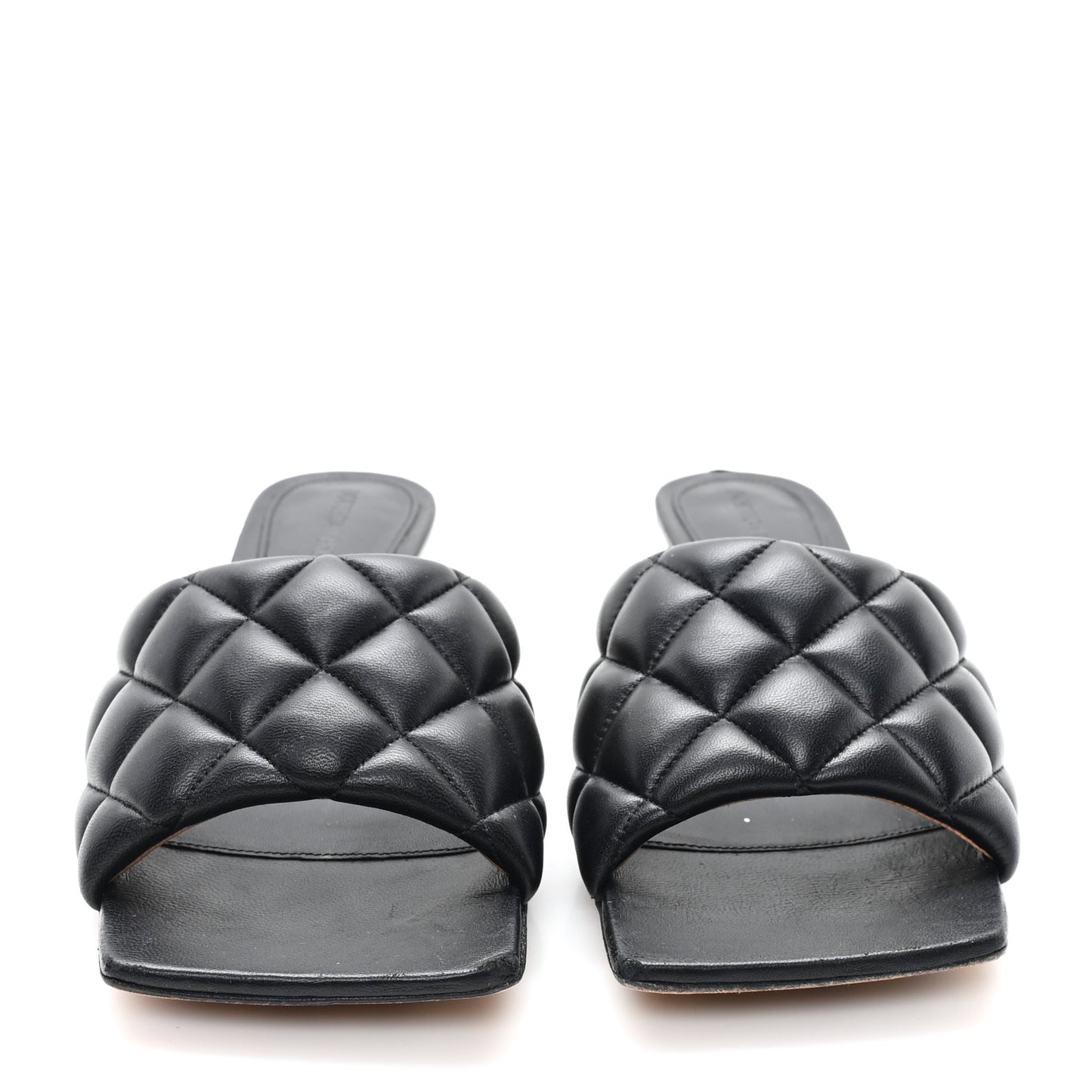 Nappa Matelasse Padded Mid Heel Mule Sandals 37 Black