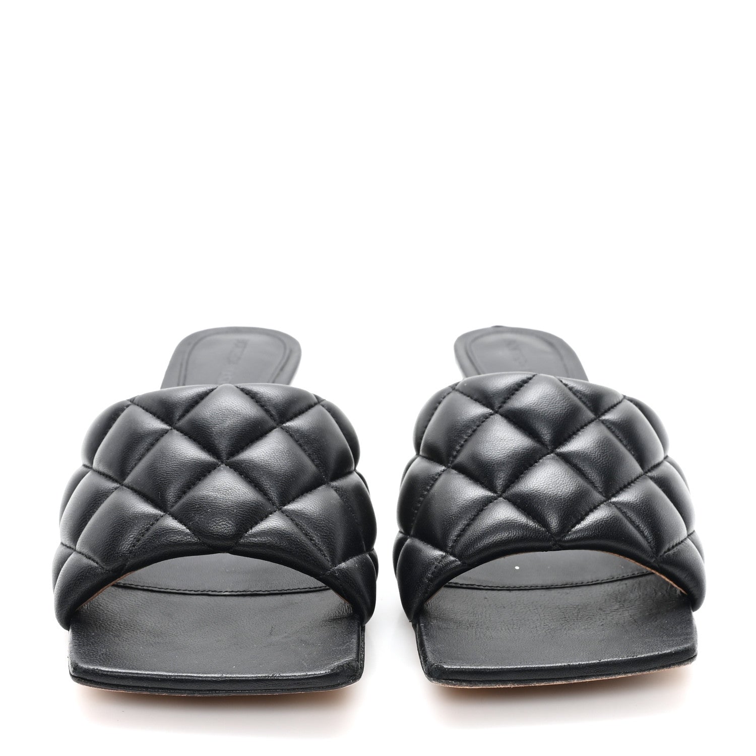 Bottega Veneta Nappa Matelasse Padded Mid Heel Mule Sandals 37 Black 3 of 9
