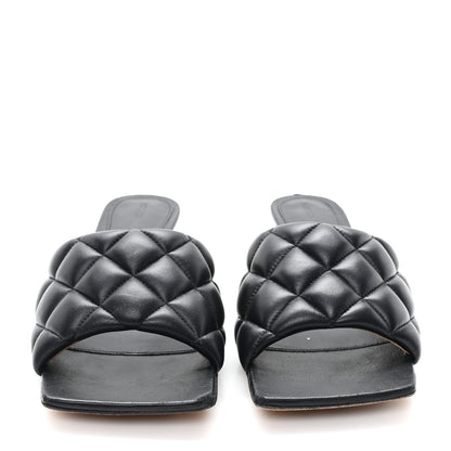 Bottega Veneta Nappa Matelasse Padded Mid Heel Mule Sandals 37 Black 3 of 9