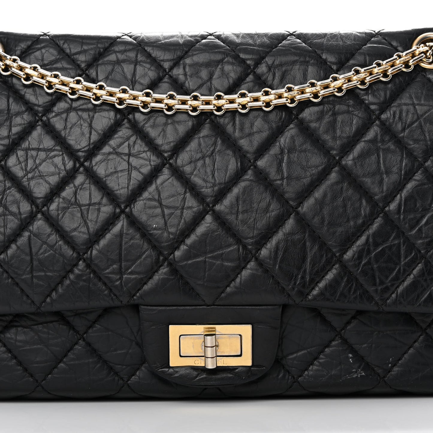 Aged Calfskin Quilted 2.55 Reissue 227 Flap Black