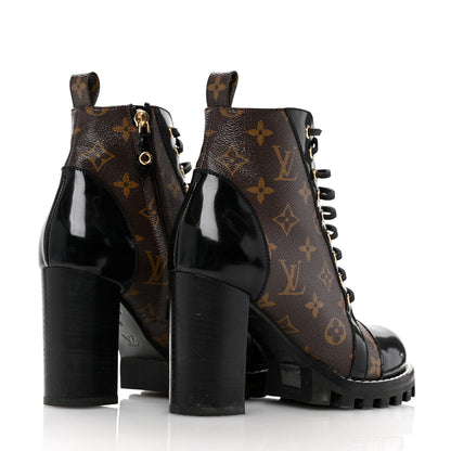 Louis Vuitton Patent Calfskin Monogram Star Trail Ankle Boots 38 Black 5 of 13