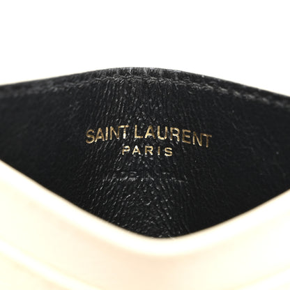 Saint Laurent Grain De Poudre Matelasse Chevron Monogram Credit Card Case Crema Soft 6 of 8