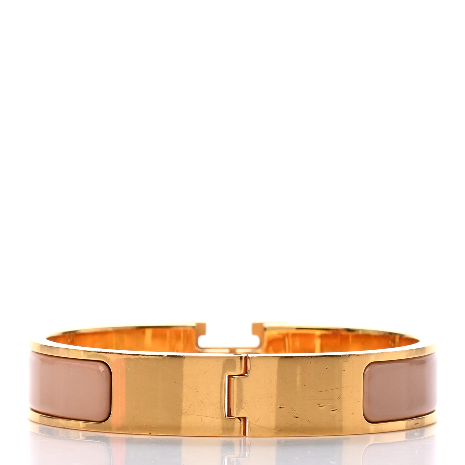 Hermes Enamel Narrow Clic Clac H Bracelet PM Beige Nacre 3 of 4