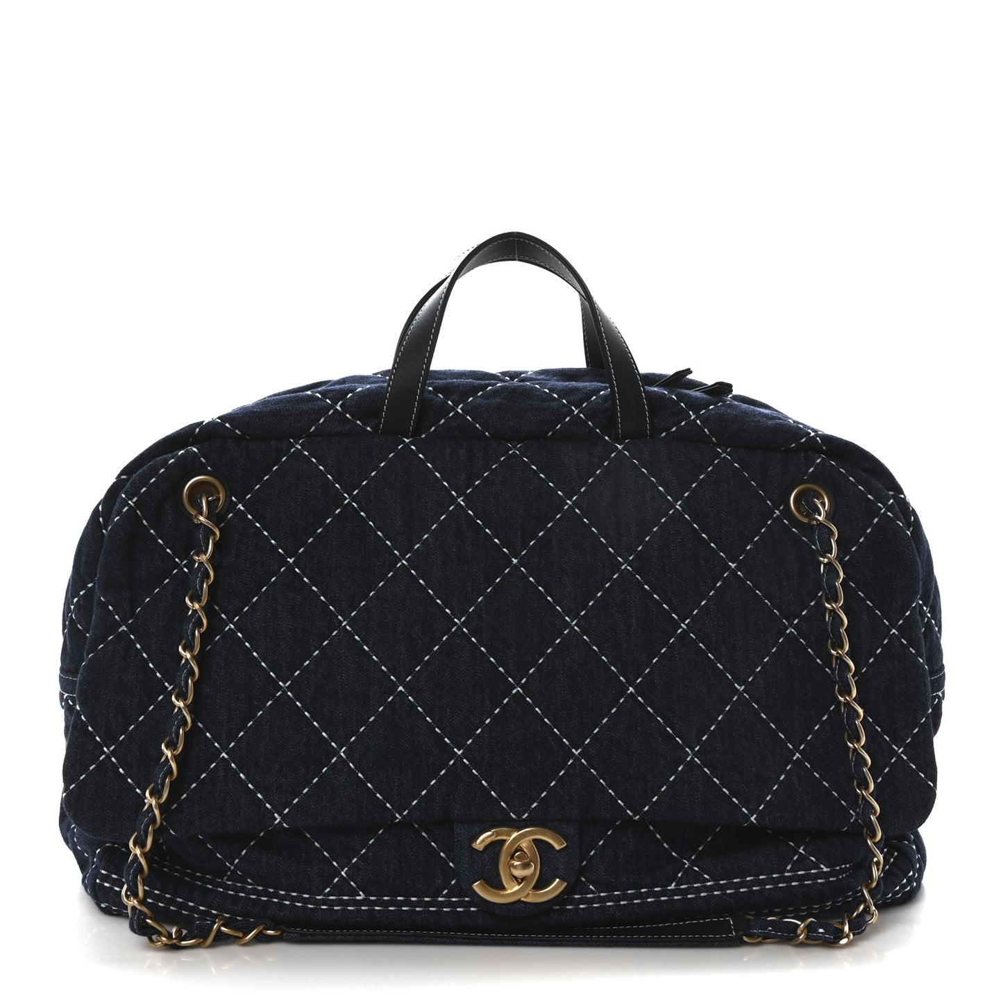 Denim Quilted Large Express Bowling Bag Blue