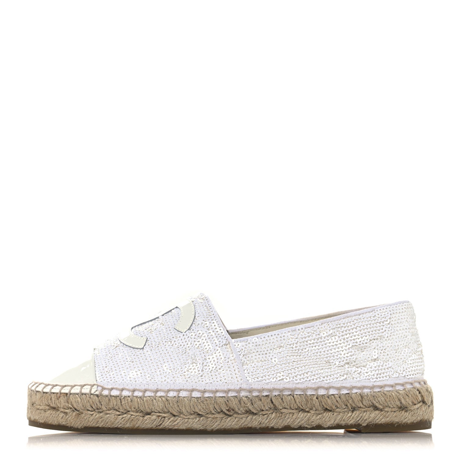 Chanel Patent Sequin CC Espadrilles 40 White 1 of 9