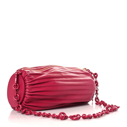 Loewe Lambskin Pleated Bracelet Pouch Chain Shoulder Bag Ruby Red Glaze 3 of 8