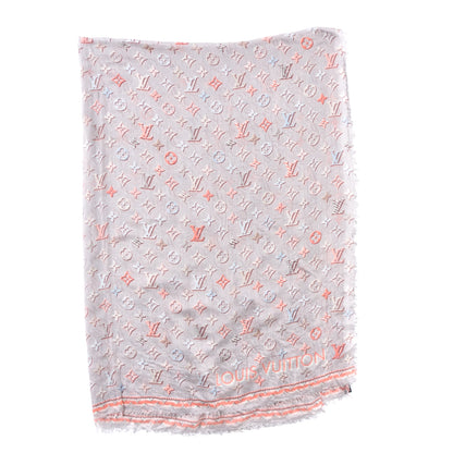 Louis Vuitton Silk Monogram Pop Shine Shawl Gray 2 of 4