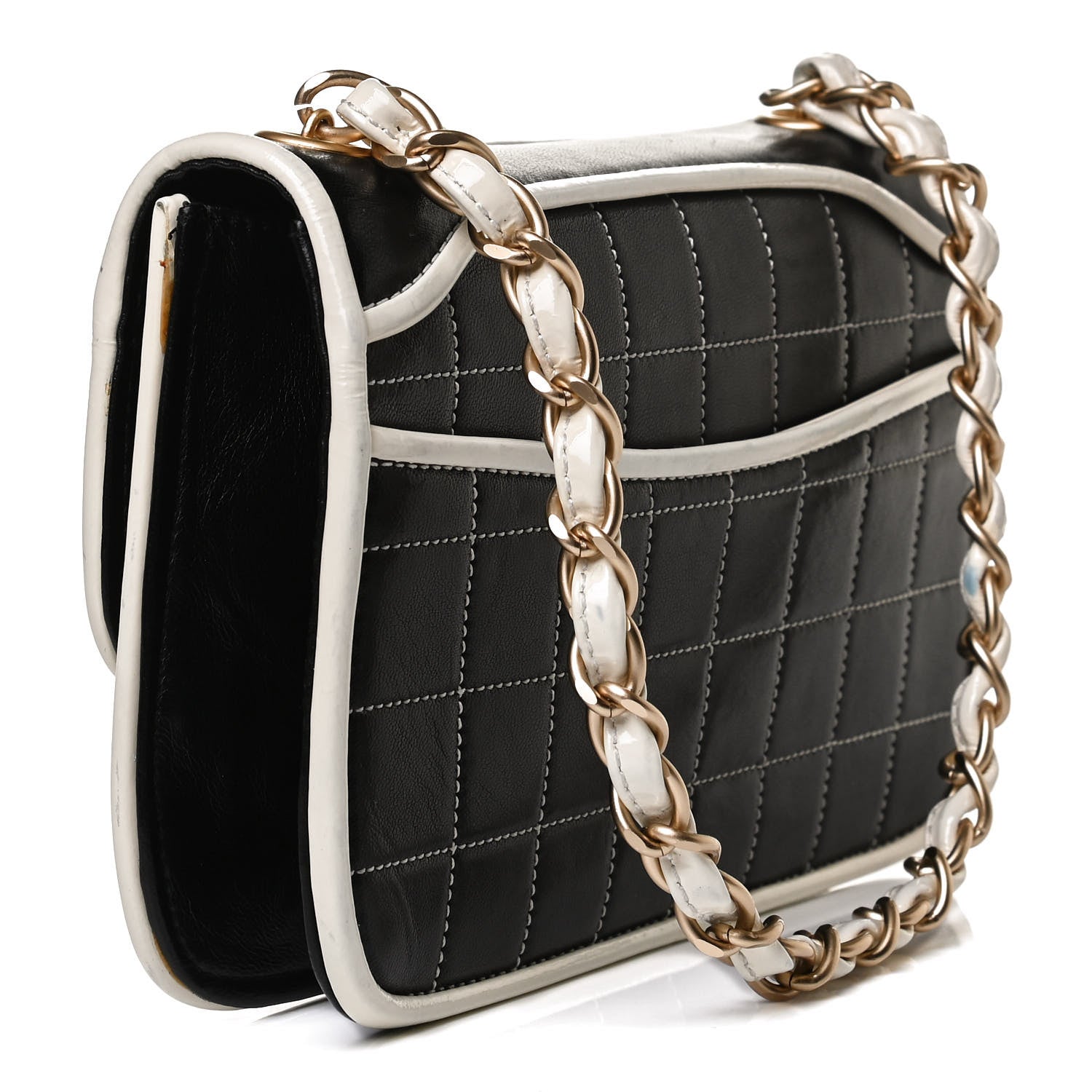 Chanel Caviar Square Stitched Small Flap Black White 3 of 19