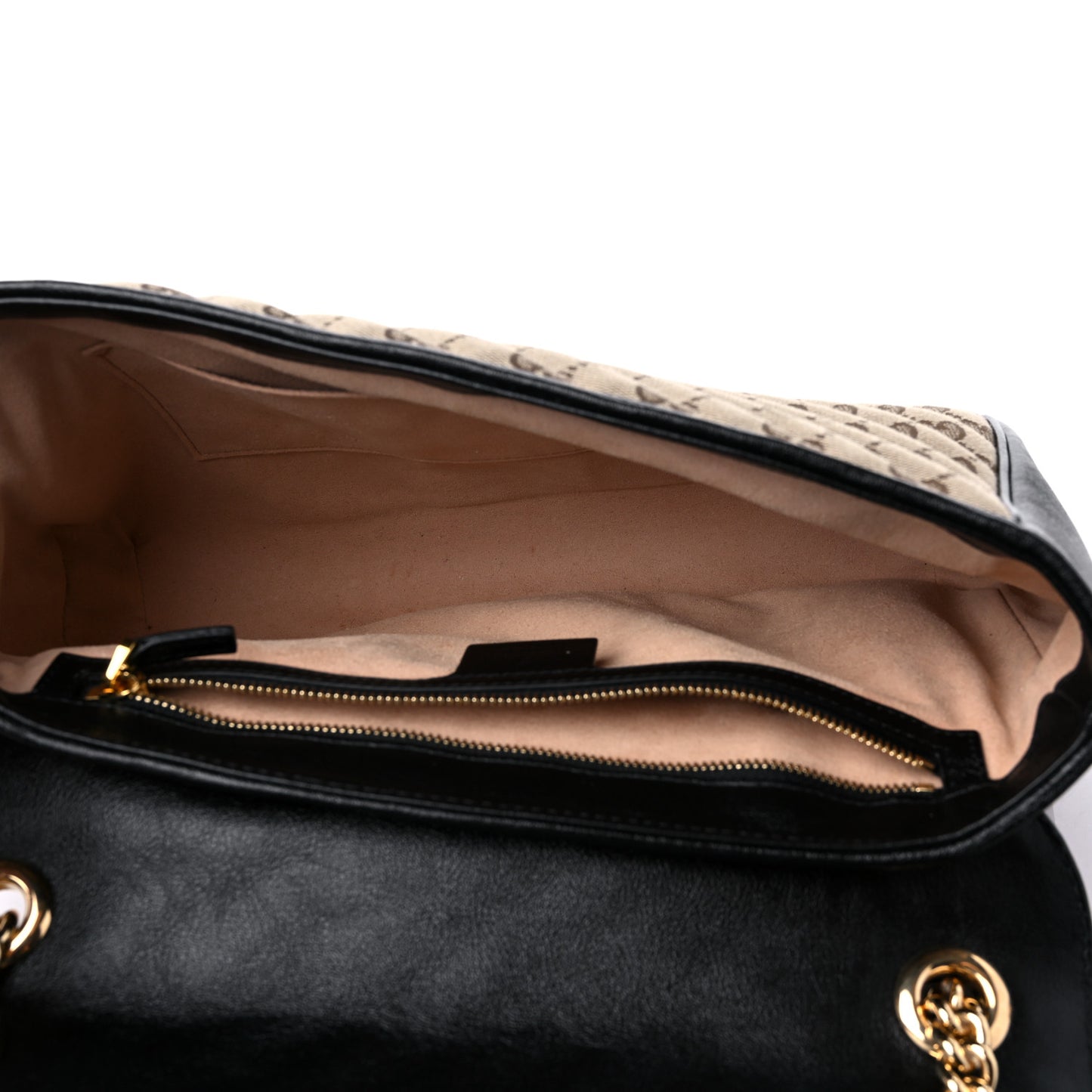 Monogram Azalea Calfskin Matelasse Diagonal Medium GG Marmont Shoulder Bag Beige Ebony Black
