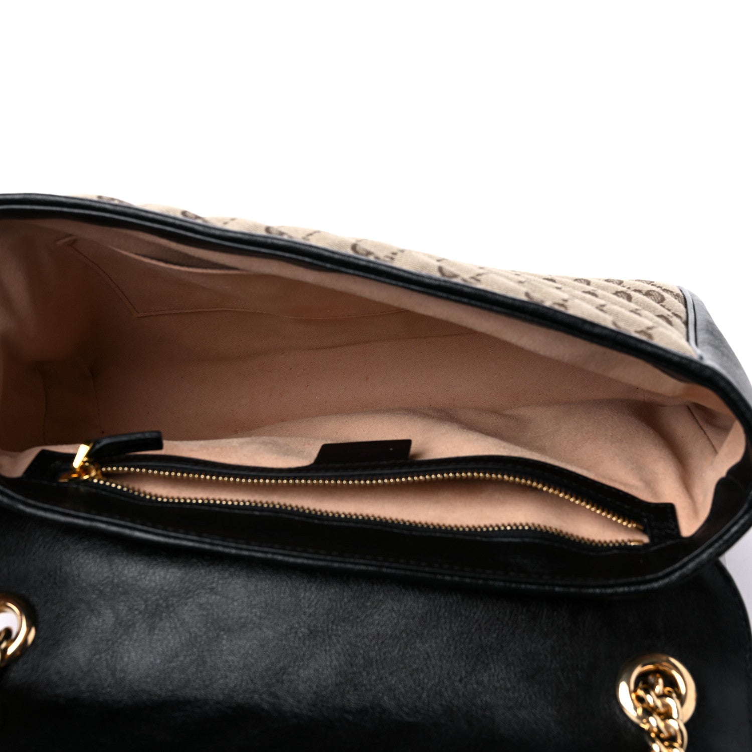 Gucci Monogram Azalea Calfskin Matelasse Diagonal Medium GG Marmont Shoulder Bag Beige Ebony Black 5 of 9