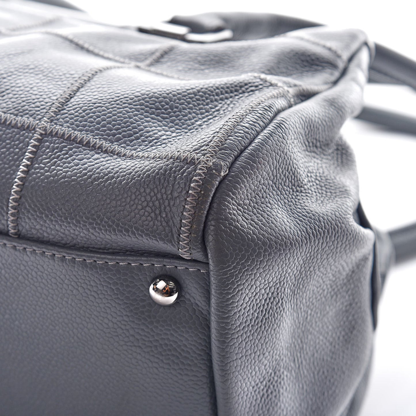 Caviar Square Stitched Medium Tote Grey