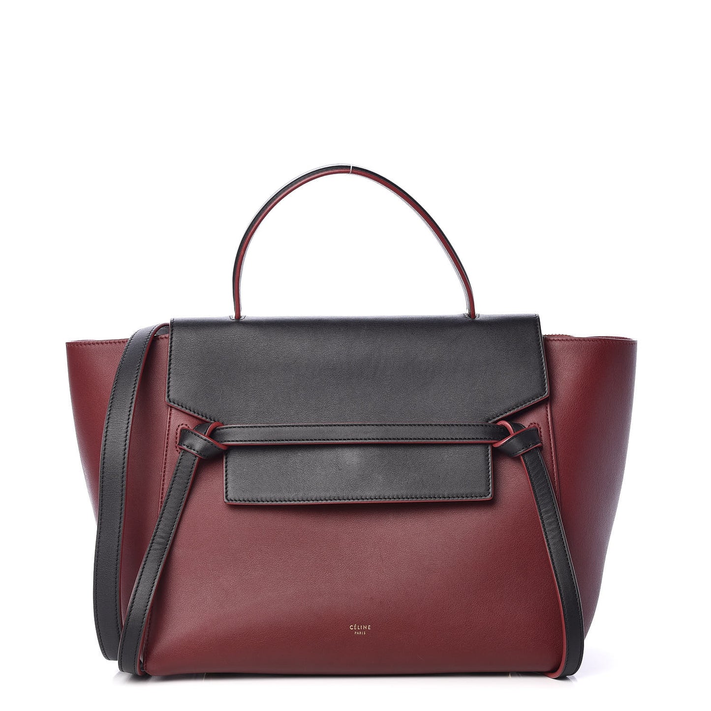 Smooth Calfskin Bi-Color Mini Belt Bag Burgundy Black