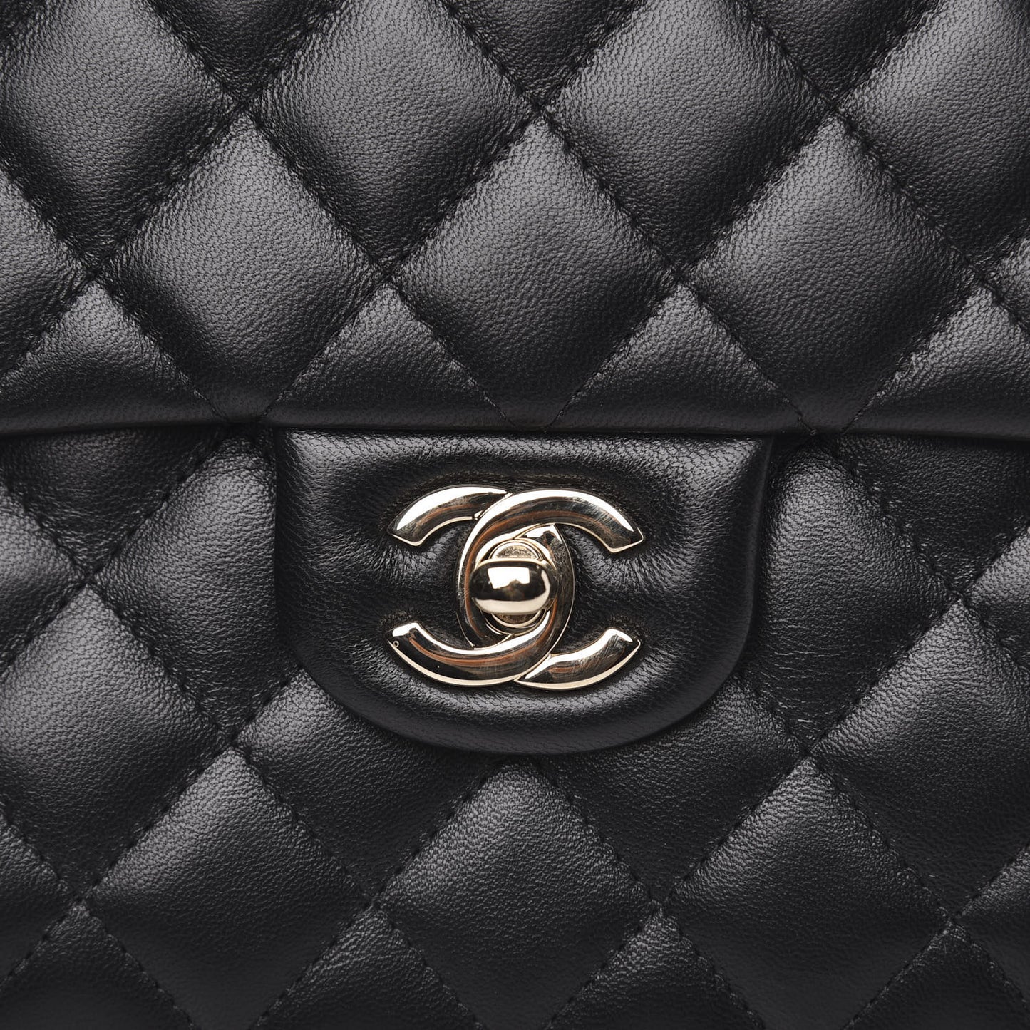 Lambskin Quilted Flap Clutch Black