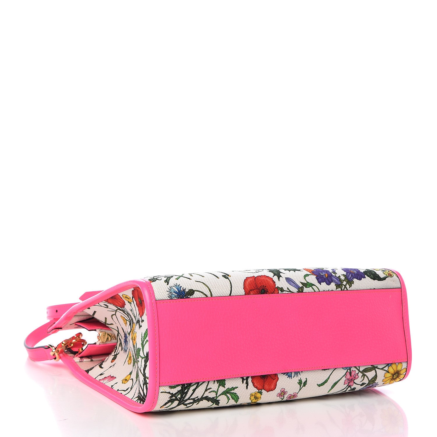 Gucci Canvas Medium Flora Tote Fuchsia 4 of 10