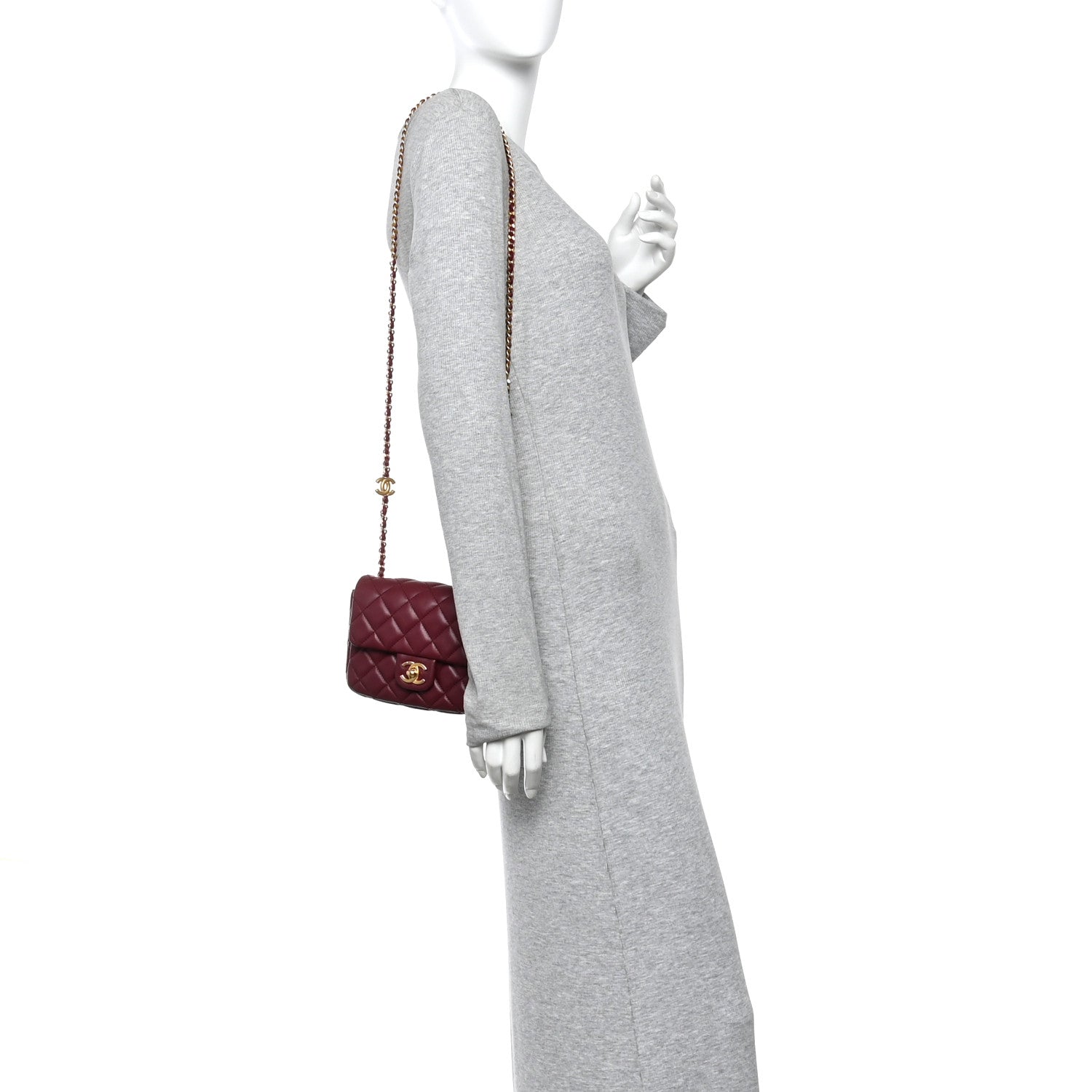 Chanel Lambskin Enamel Quilted Mini Coco Hearts Square Flap Burgundy 2 of 11