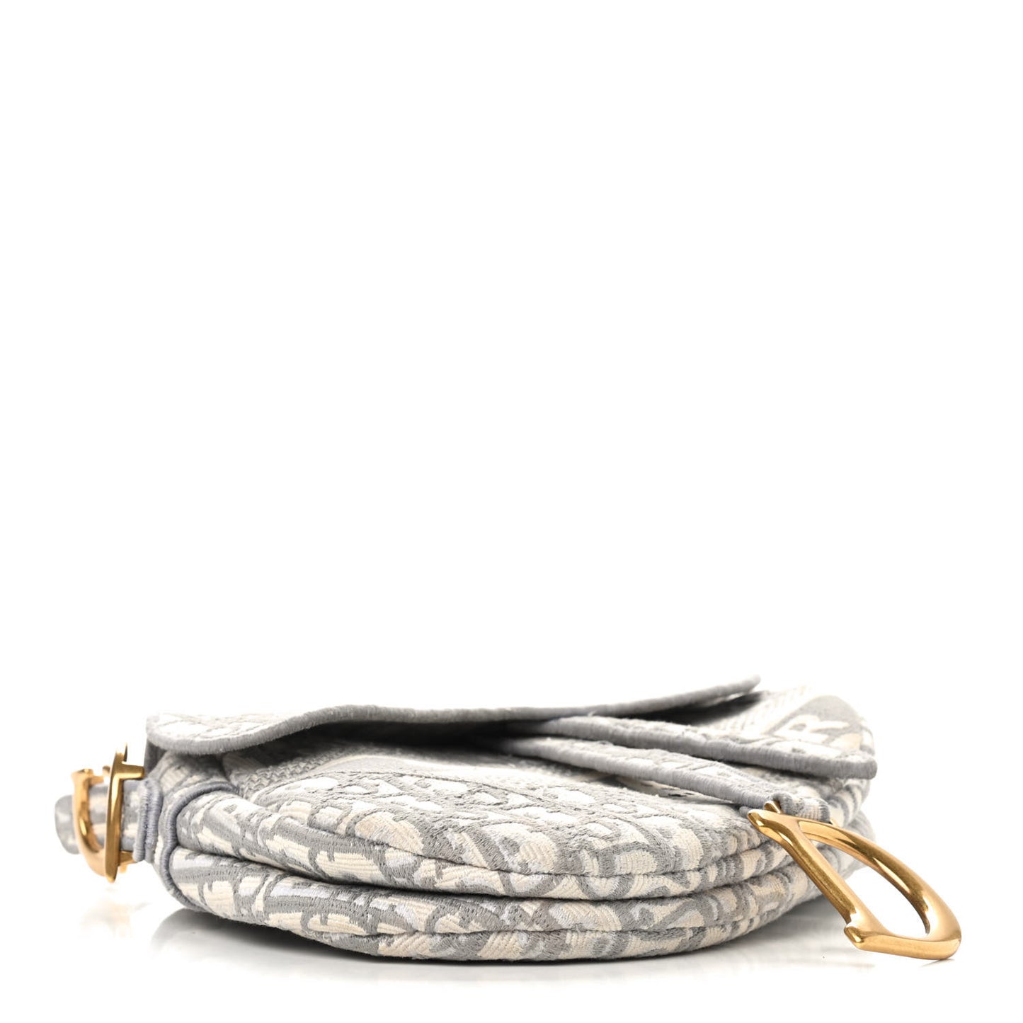 Oblique Embroidered Saddle Bag Gray