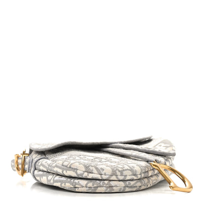 Christian Dior Oblique Embroidered Saddle Bag Gray 4 of 9