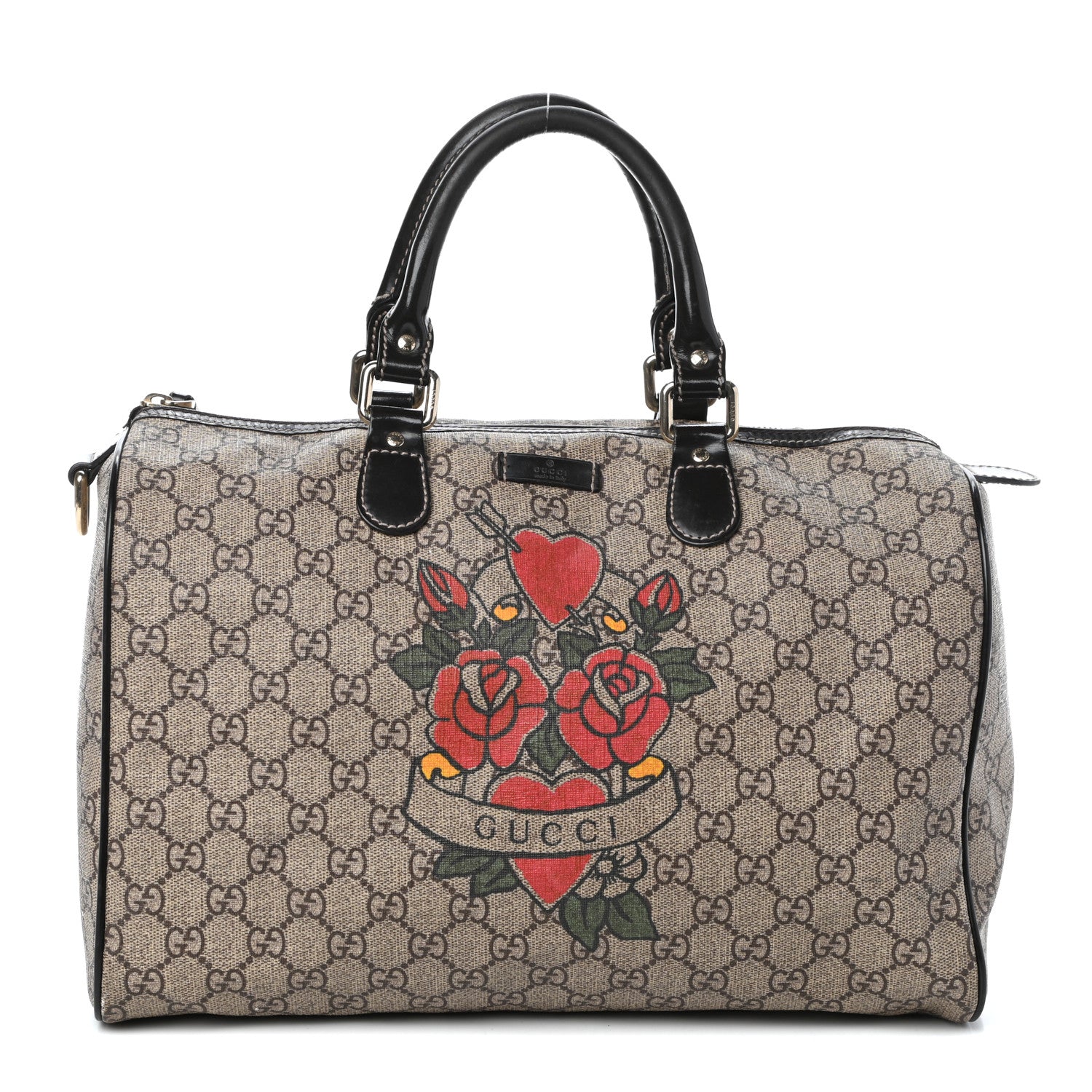 Gucci GG Plus Monogram Medium Tattoo Heart Joy Boston Dark Brown 1 of 10