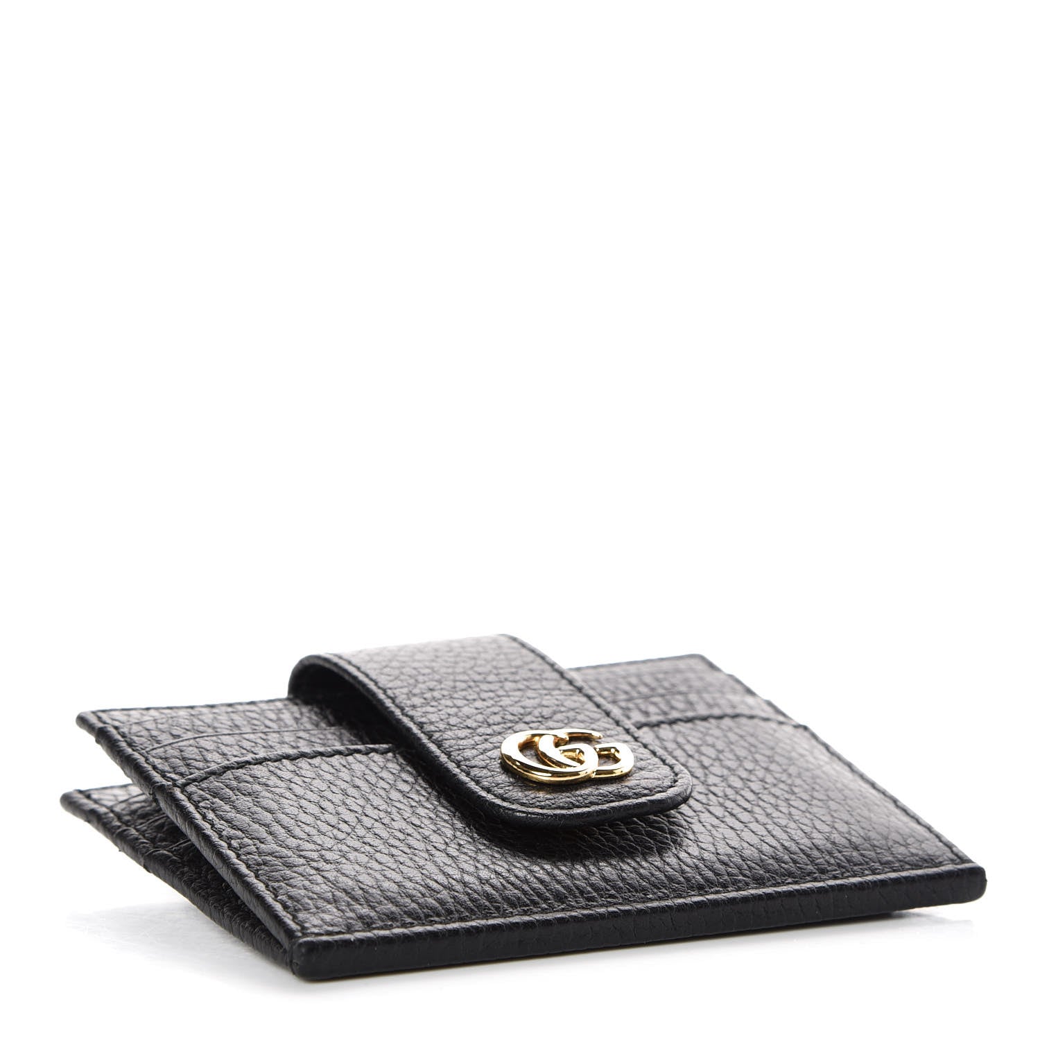 Gucci Pebbled Calfskin GG Marmont Card Case Black 4 of 8