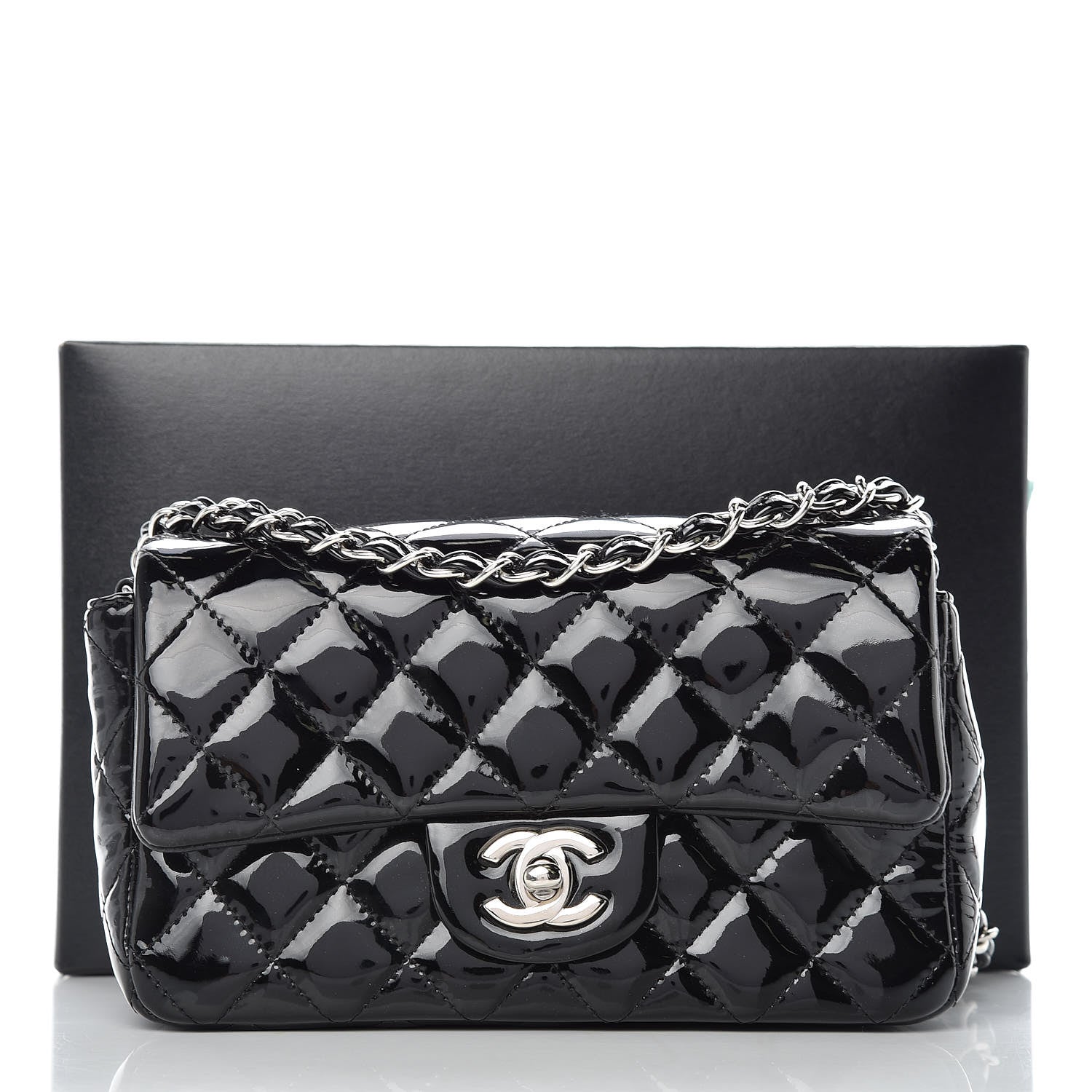 Chanel Patent Calfskin Quilted Mini Rectangular Flap Black 10 of 10