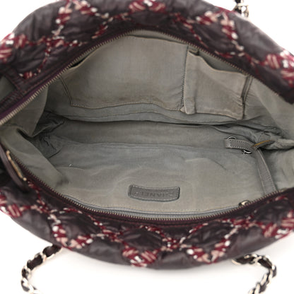 Chanel Nylon Quilted Tweed Stitch Bubble Tote Plum 5 of 14