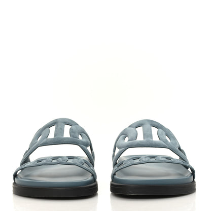 Hermes Suede Goatskin Extra Sandals 38 Bleu Pinede 2 of 8
