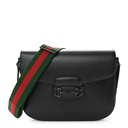 Gucci Azalea Calfskin Web Monochrome Horsebit 1955 Shoulder Bag Black 1 of 10