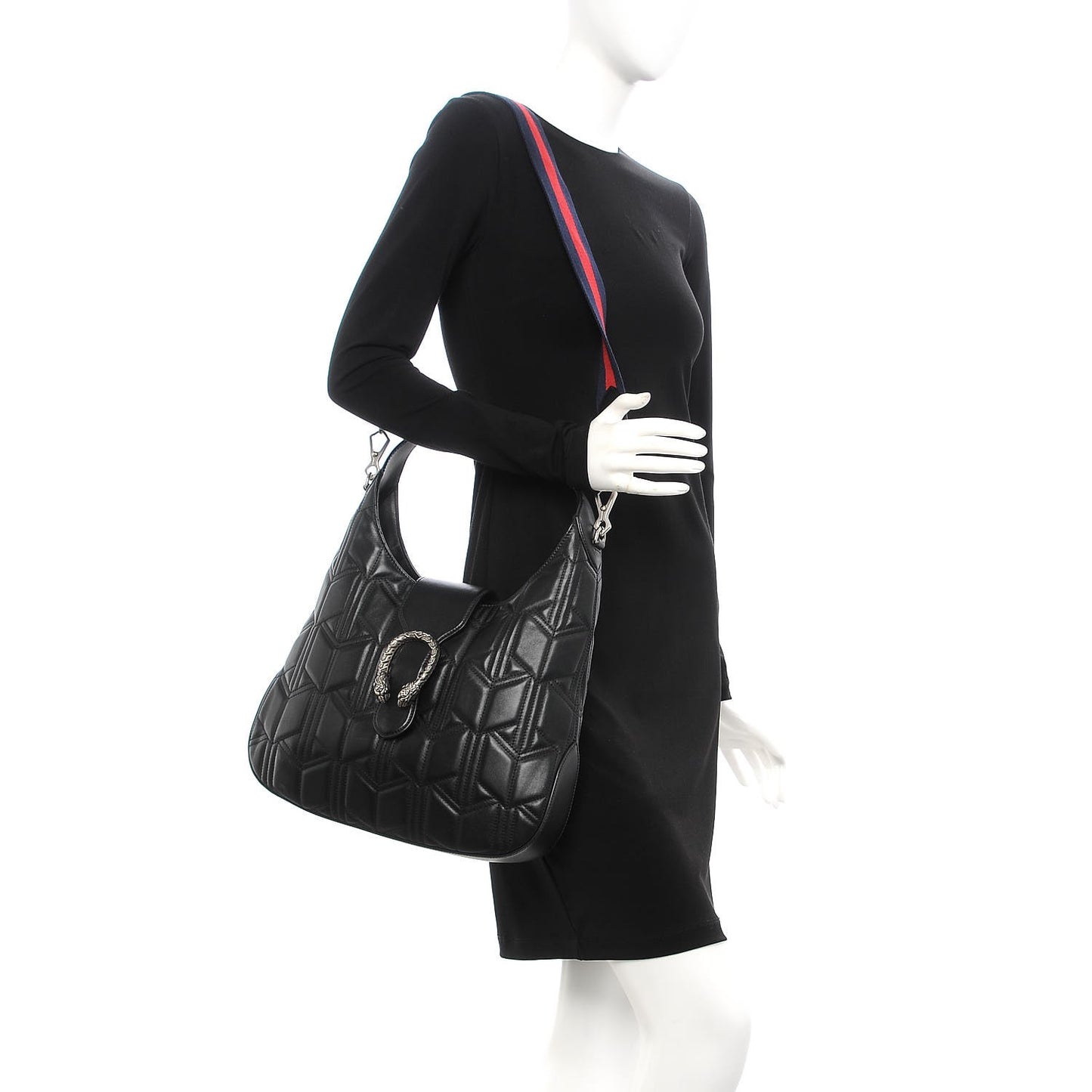 Calfskin Web Quilted Medium Dionysus Hobo Black