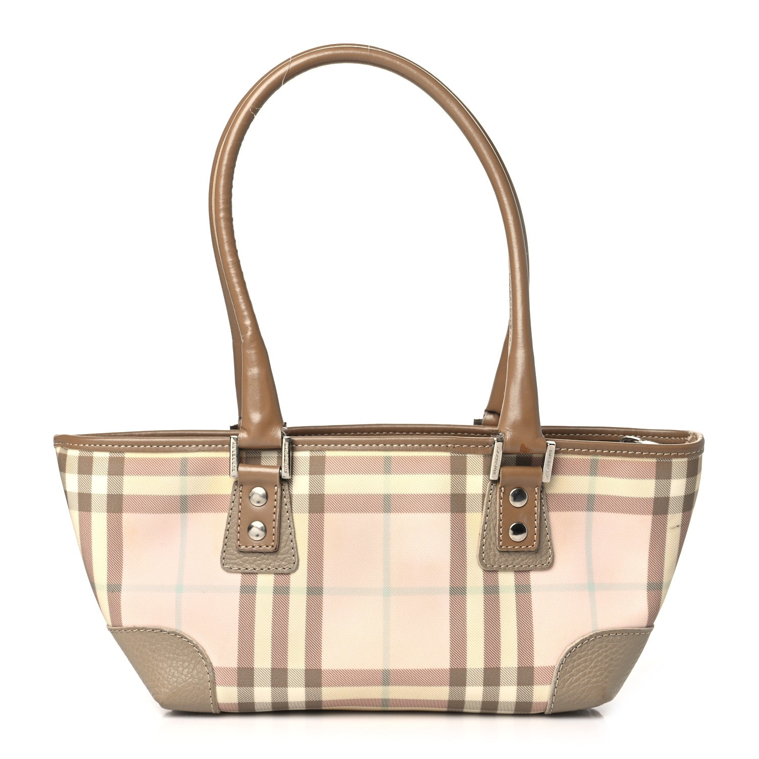 Burberry Candy Check Small Tote Pink Beige 1 of 15