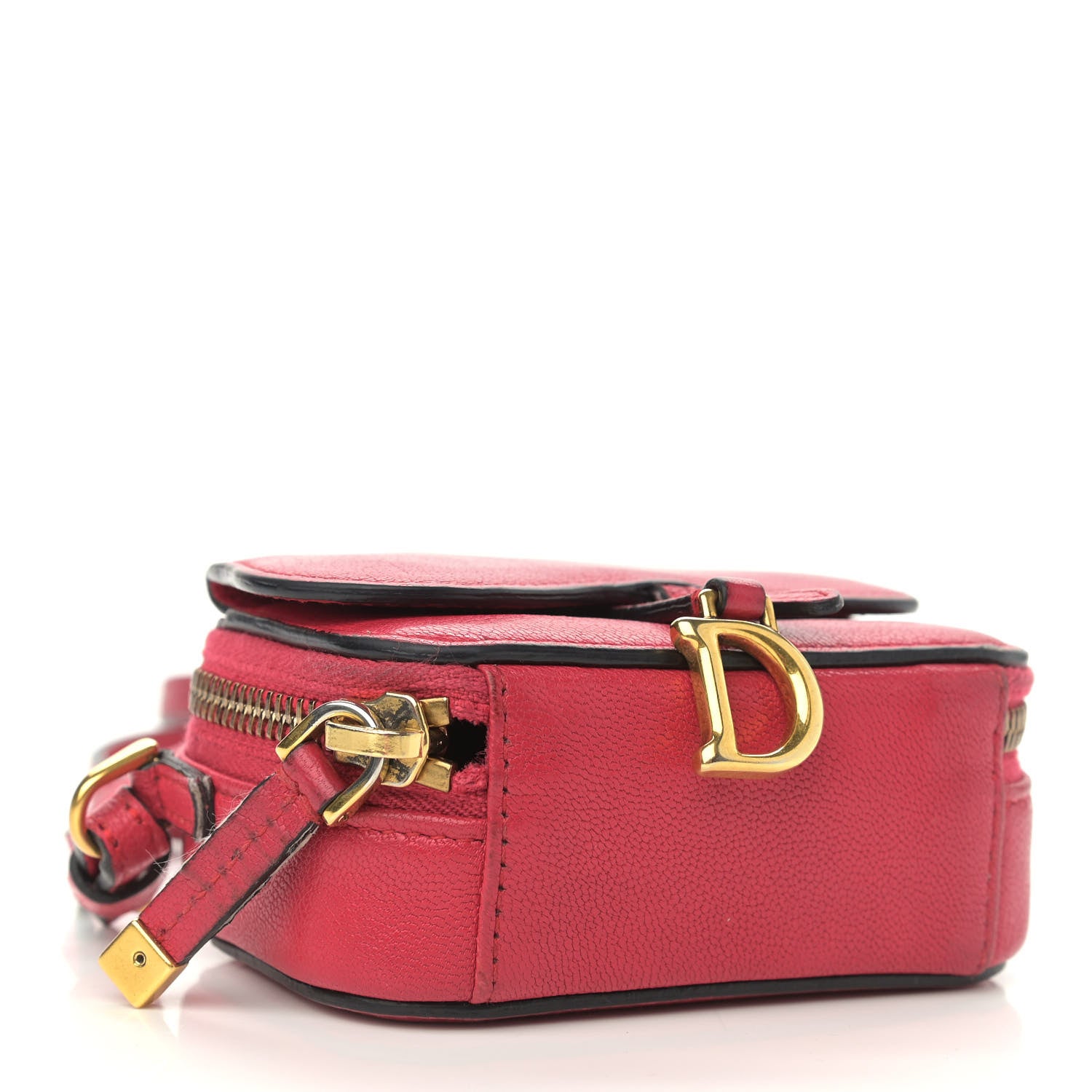 Christian Dior Goatskin Mini Saddle Shoulder Strap Pouch Red 4 of 11
