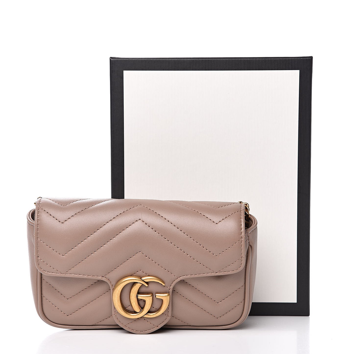 Calfskin Matelasse Super Mini GG Marmont Shoulder Bag Porcelain Rose