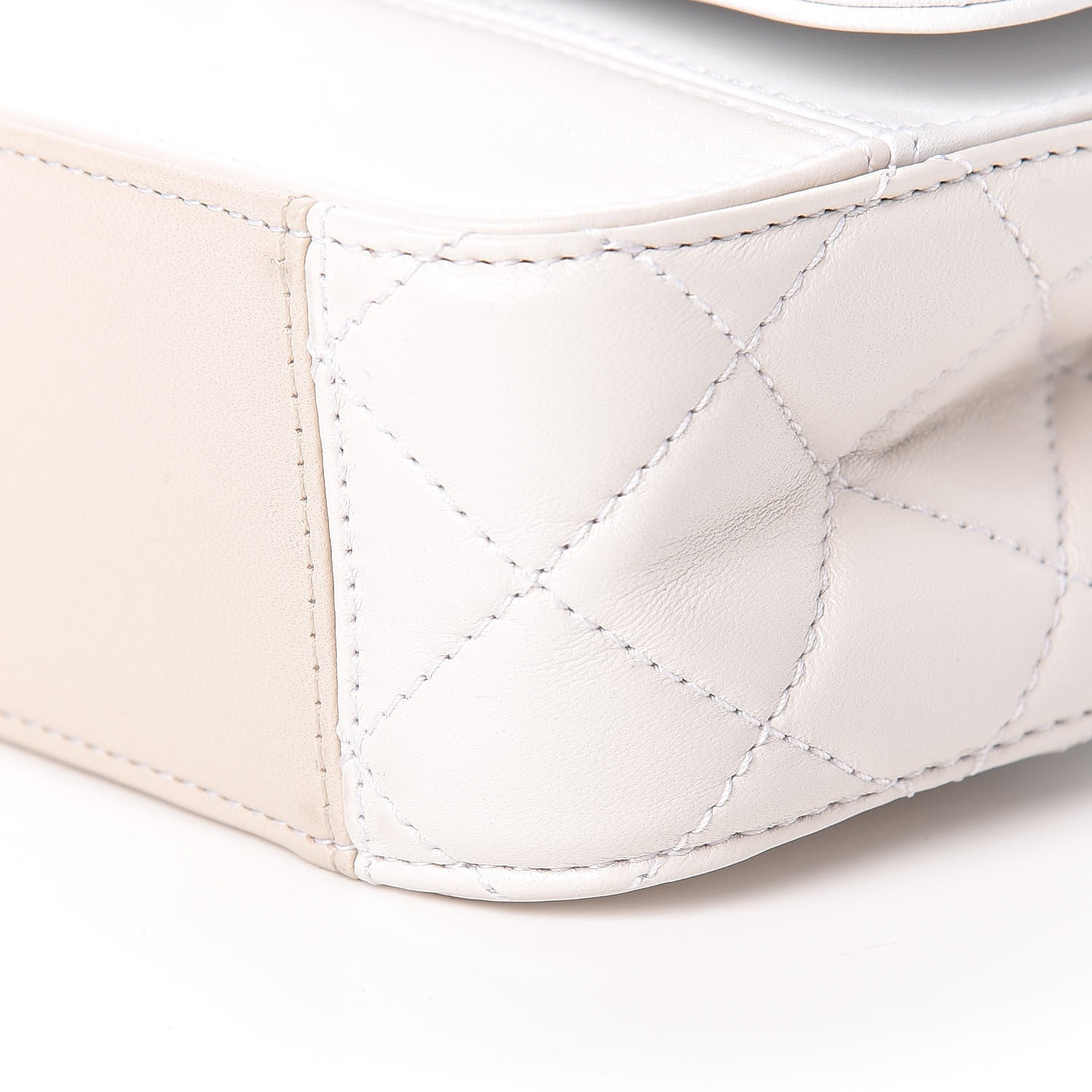 Chanel Lambskin Calfskin Quilted Shoulder Flap Bag Beige White 10 of 13