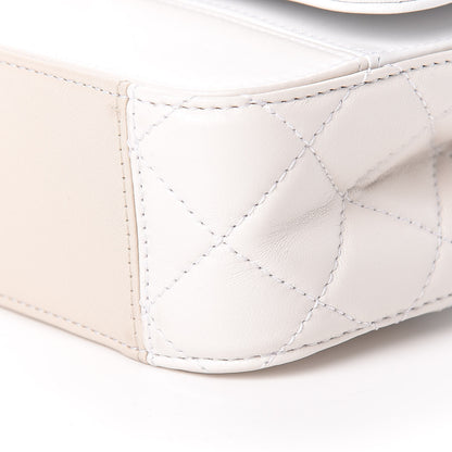 Chanel Lambskin Calfskin Quilted Shoulder Flap Bag Beige White 10 of 13