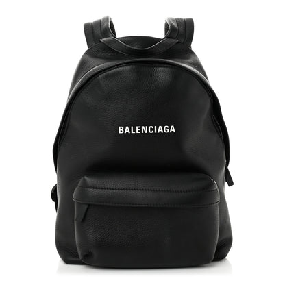 Balenciaga Smooth Calfskin Logo Small Everyday Backpack Black White 1 of 11