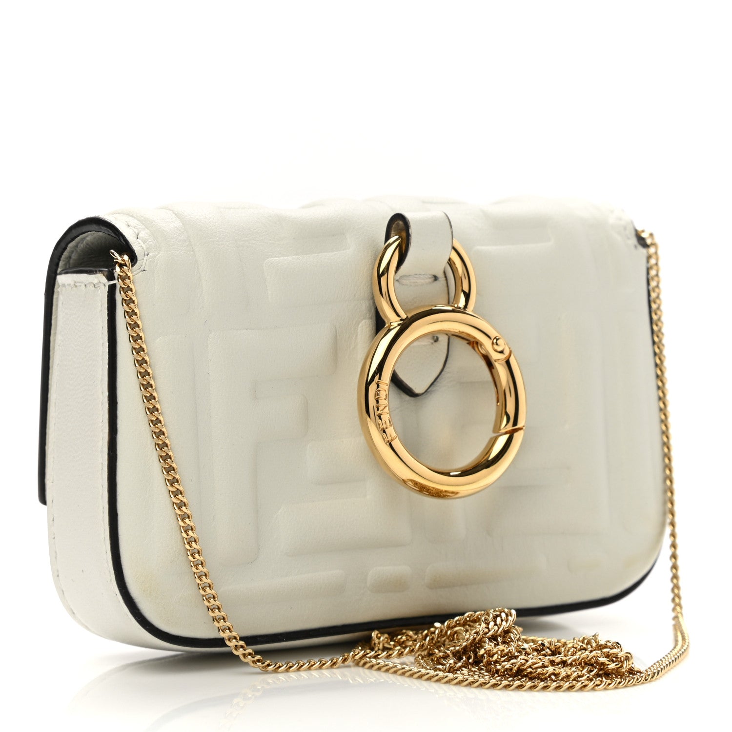 Fendi Nappa Matisse FF Embossed Nano Baguette Charm White 3 of 7