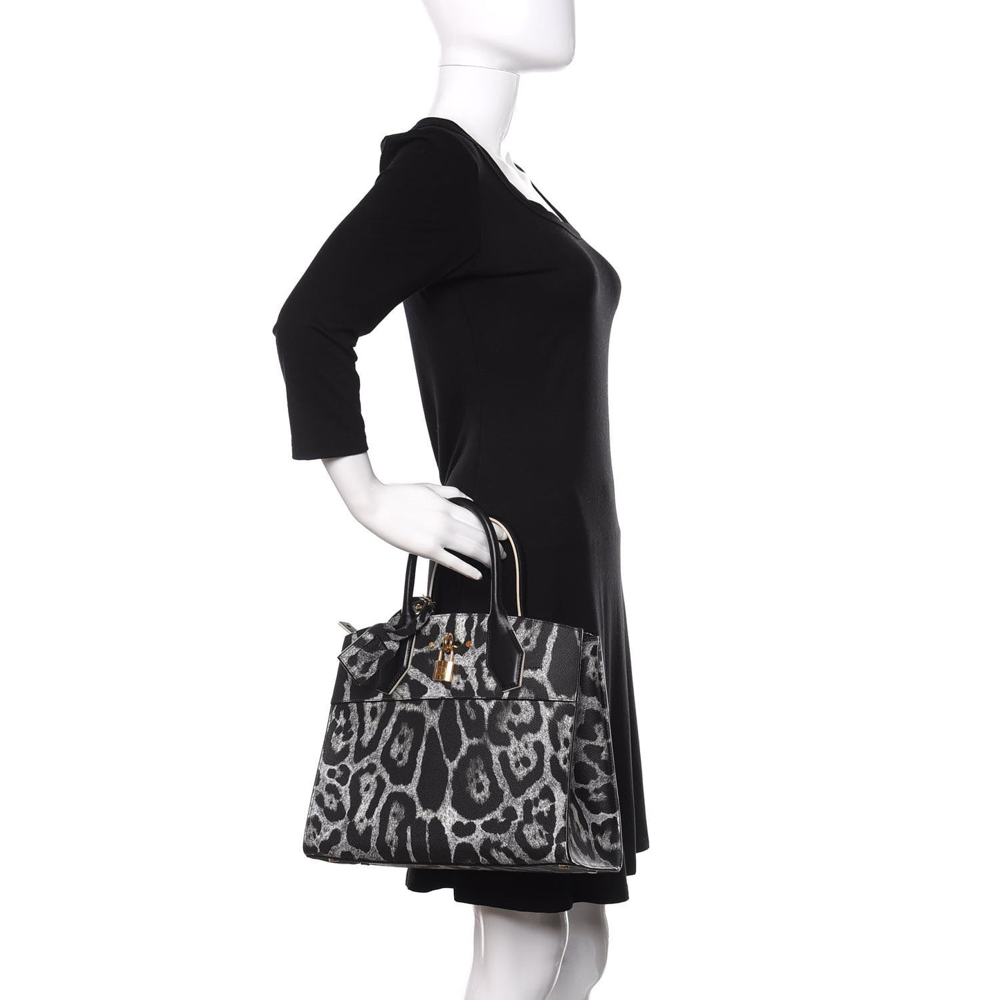 Canvas Calfskin Wild Animal Print City Steamer MM Black