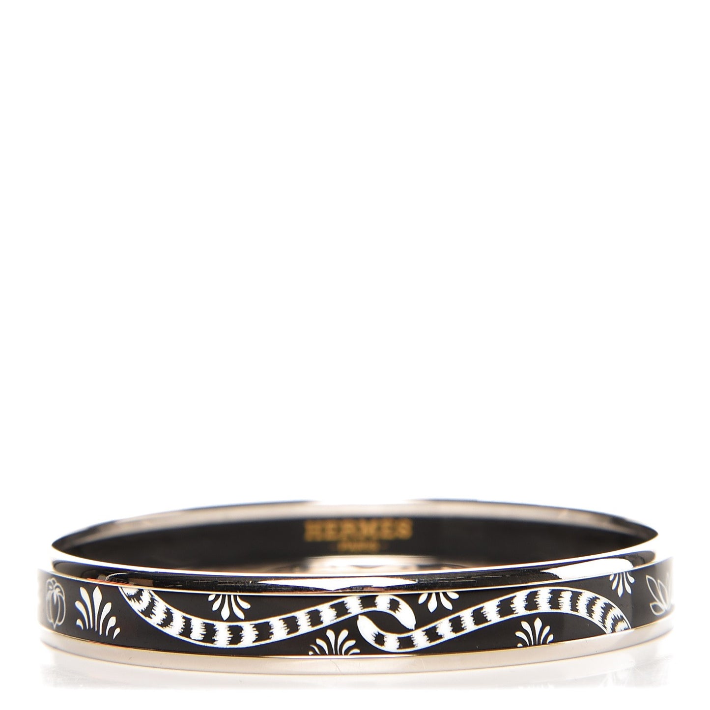 Enamel Printed Narrow Les Léopards Bracelet 65 Black