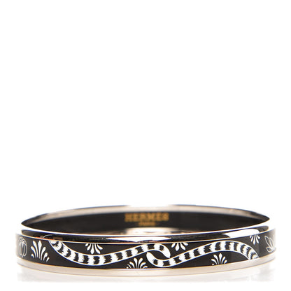 Hermes Enamel Printed Narrow Les Léopards Bracelet 65 Black 1 of 5