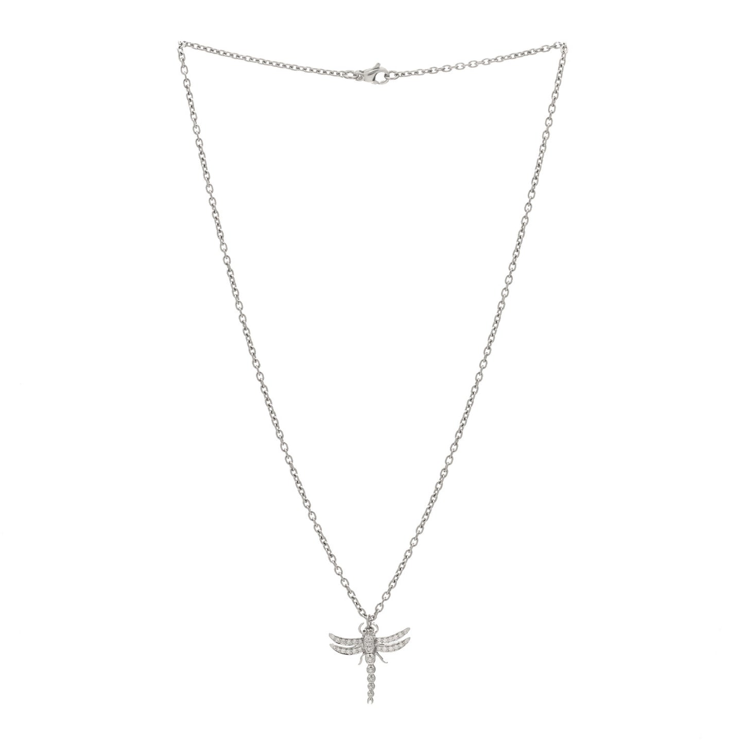 Platinum Diamond Dragonfly Pendant Necklace