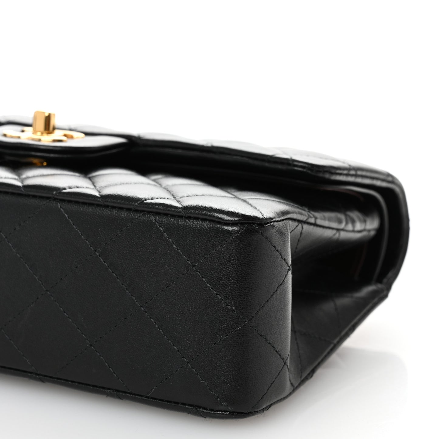 Lambskin Quilted Small Double Flap Black