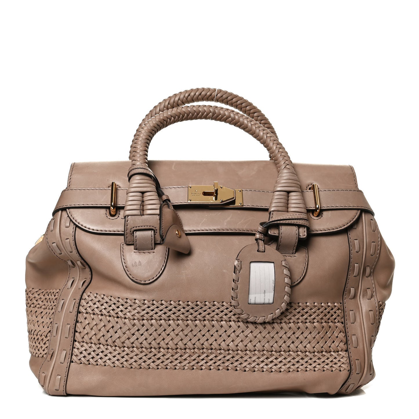 Calfskin Handmade Large Top Handle Bag Taupe