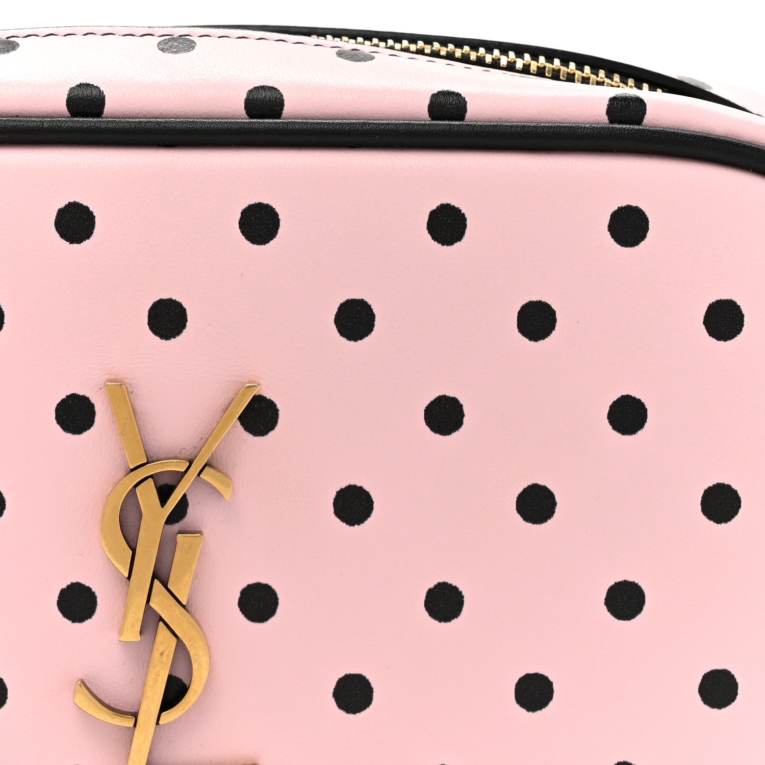 Saint Laurent Calfskin Printed Polka Dot Mini Lou Camera Bag Pink Black 8 of 13