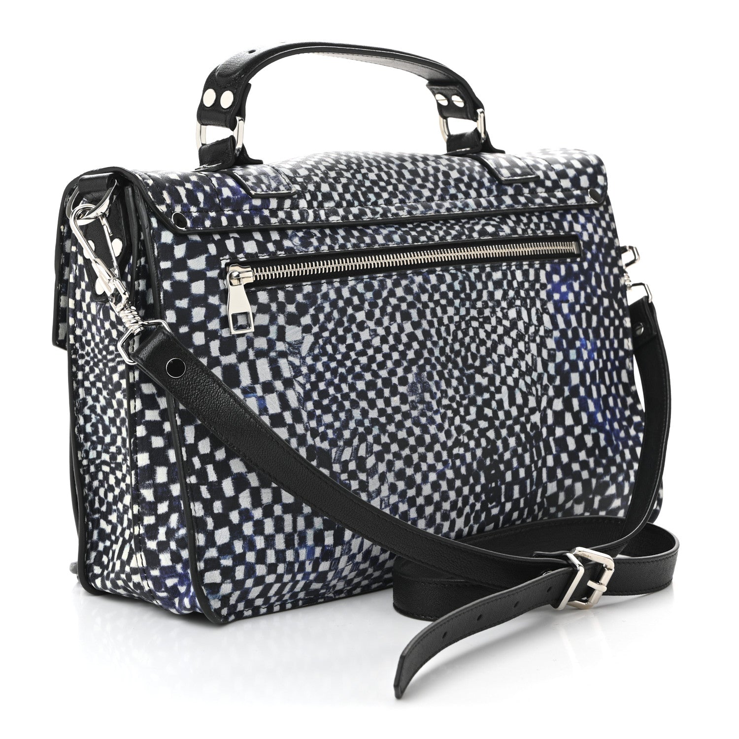 Proenza Schouler X HARMONY KORINE Calfskin PS1 Check Success Medium Satchel Blue 3 of 10
