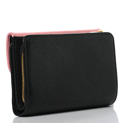 Miu Miu Goatskin Madras Bi-Color Bi-Fold Wallet Rosa Black 2 of 8