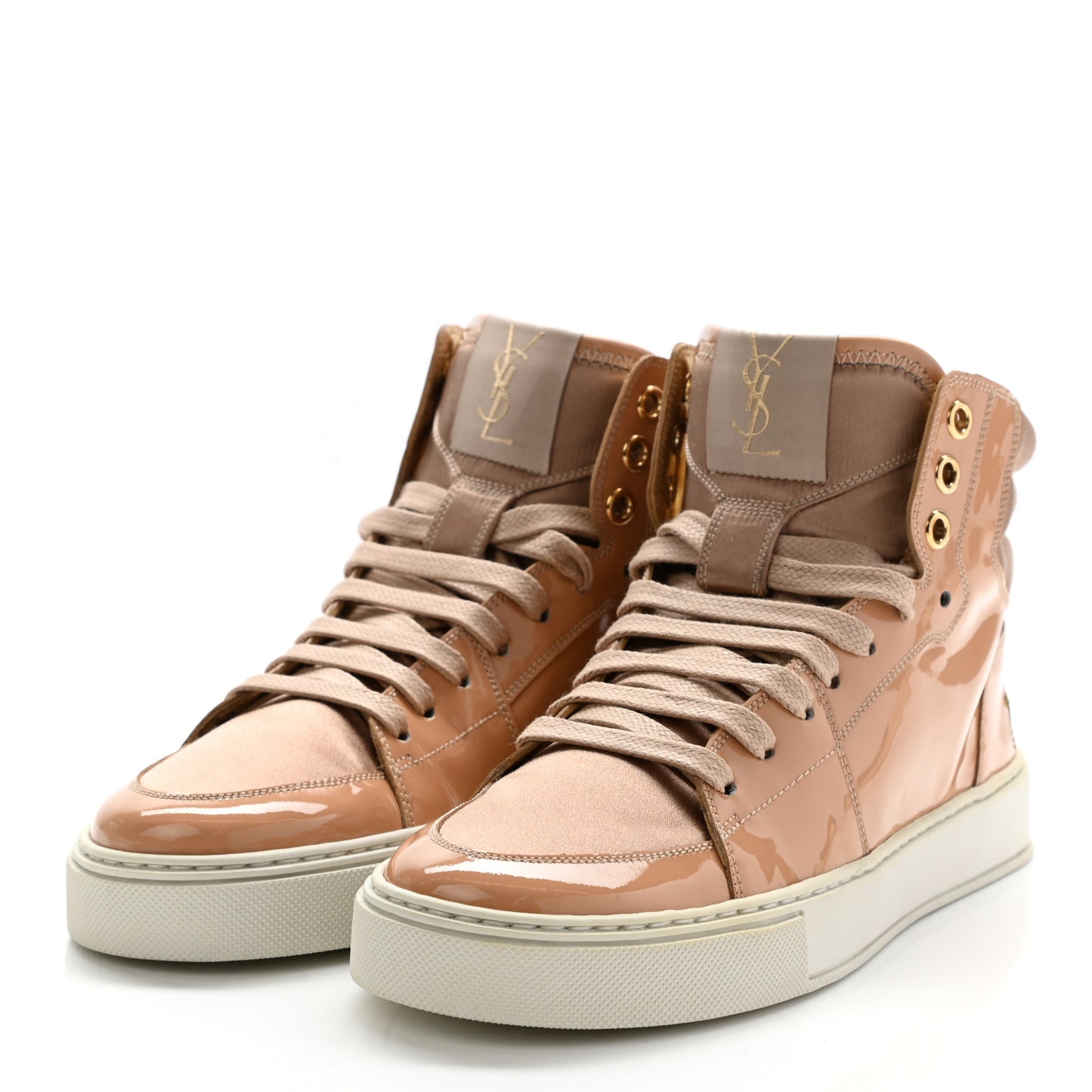 Patent Calfskin Womens Malibu High Top Sneakers 35 Carne