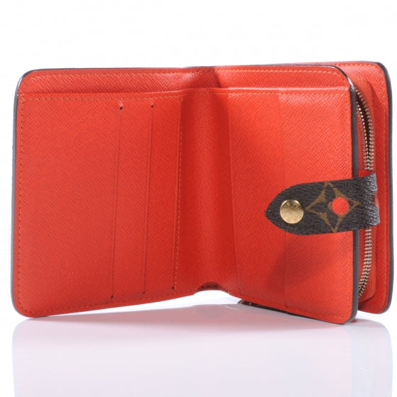 Monogram Perforated Compact Zipped Wallet Orange